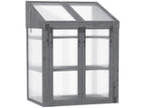 Wooden Cold Frame Polycarbonate Greenhouse with Openable Top Cover and Double Door, Grow House for T3398P314744