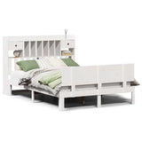 ZNTS Bookcase Bed without Mattress White 160x200cm Solid Wood Pine 3322697