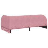 Corner Bed Frame with Headboard Pink 90 cm x 190 cm Velvet 42016639