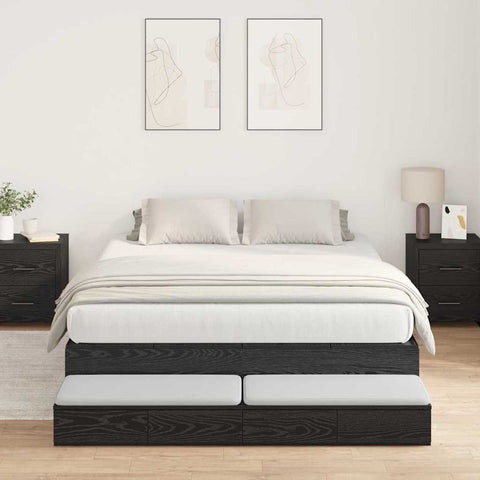 Storage Bed Frame with Drawer Black oak 236.5 x 160 x 31.5 cm 3335654