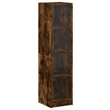 Highboard with Glass Doors Smoked Oak 35x37x142 cm 836438