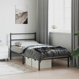 Metal Bed Frame without Mattress with Headboard Black 107x203cm 355361