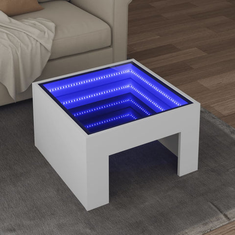 ZNTS Coffee Table with Infinity LED White 50x50x30 cm 847602