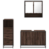 ZNTS 3 Piece Bathroom Furniture Set Brown Oak Engineered Wood 3301044