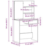 ZNTS Black Oak Dressing Table with Mirror - 74.5 x 40 x 141 cm 862782