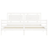 Bed Frame without Mattress White 200x200 cm Solid Wood 3194072