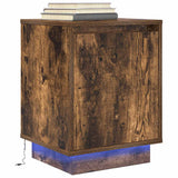 ZNTS Bedside Cabinet with LED Lights Smoked Oak 38x34x50 cm 861273