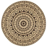 ZNTS Handmade Rug Jute with Dark Brown Print 120 cm 133705