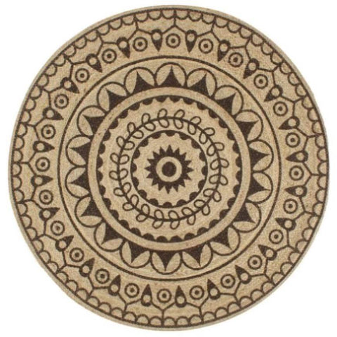 Handmade Rug Jute with Dark Brown Print 150 cm 133706