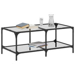 ZNTS Coffee Table with Transparent Glass Top 98.5x50x40 cm Steel 845980