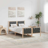 Bed Frame with Headboard Dark Grey 135 x 190 cm Solid Pine Wood 878410