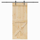 Sliding Door NARVIK Natural and Black 95 x 210 cm 3445393