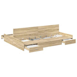 Storage Bed Frame Sonoma Oak 135 x 190 cm Engineered Wood 3335319