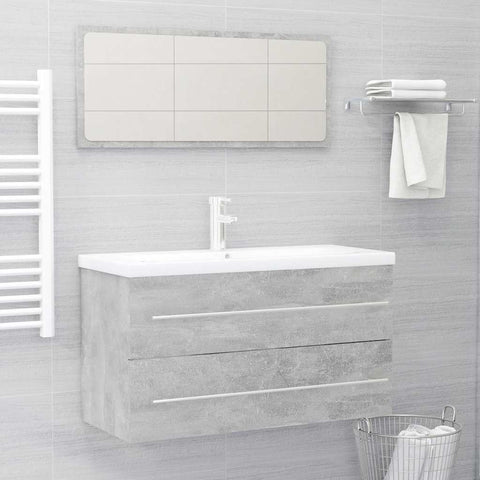 ZNTS 2 Piece Bathroom Furniture Set Concrete Grey Engineered Wood 804849