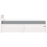 Bed with Drawers and Mattress White 100x200 cm Solid Wood Pine 3281905