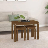 Nesting Tables 3 pcs Honey Brown Solid Wood Pine 824981