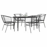 5 Piece Garden Dining Set Black Poly Rattan Glass 3334487