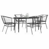 5 Piece Garden Dining Set Black Poly Rattan Glass 3334487