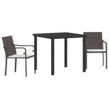 Garden Dining Set 3 pcs Brown and Black PE Rattan 3379044