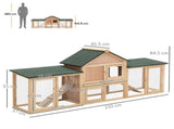 Large Rabbit Hutch Outdoor Wooden Guinea Pig Hutch with Run, 2 Storey Bunny House 210 x 45.5 x 84.5 T3398P375355