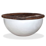 Coffee Table Solid Reclaimed Wood White Bowl Shape 245258