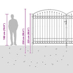 Fence gate with Lock Grey 400 x 200 cm Steel 42008945