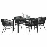 Garden Dining Set with Cushion 5 pcs Black Powder-Coated Steel 3380920