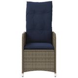 Reclining Garden Chairs 2 pcs with Cushions Grey Poly Rattan 365689