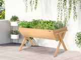 Large Fir Wood Raised Plant Stand Oak Tone T3398P318629