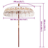 Balinese Parasol Cream 190 x 190 x 260 cm Cotton and solid wood 42006452