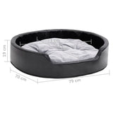 Dog Bed Black and Grey 79x70x19 cm Plush and Faux Leather 171254