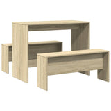 3 Piece Dining Table and Bench set Sonoma Oak Engineered Wood 855532