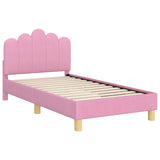 Children's Bed Frame with Headboard Pink 80 x 160 cm Fabric 42011047