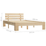 Bed Frame Natural Wood Solid Pine Wood, Plywood Slats Double 283163