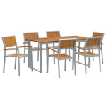 Garden Dining Set 7 pcs Grey and brown 160 x 80 x 75 cm 3284354