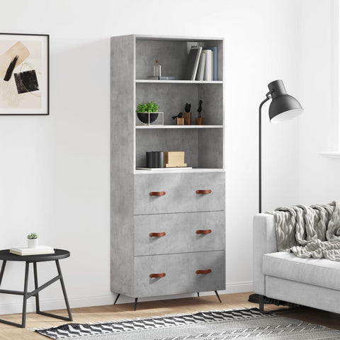 Highboard Concrete Grey 69.5x34x180 cm Engineered Wood 3189353