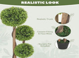 Decorative Artificial Trees Boxwood Ball Topiary Trees Set of 2 in Pot, Fake Plants for Home Indoor T3398P423072