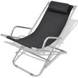 Sunlounger Set of 2 Black Powder-coated steel frame, PVC seat 42936
