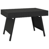 ZNTS Foldable Side Table Black 60x40x38 cm Poly Rattan 319408