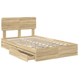 Storage Bed with Drawer Sonoma Oak 135 x 190 cm Engineered Wood 3412285