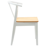 Dining Chair 2 pcs White and Natural Solid Rubber Wood 42020407
