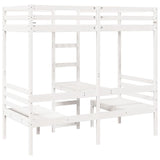 ZNTS Loft Bed Frame with Desk and Chairs White 75x190cm Solid Wood Pine 3308563