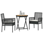 Garden Bistro Set 3 pcs Black Poly rattan 3334967