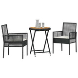 Garden Bistro Set 3 pcs Black Poly rattan 3334967