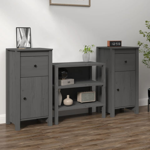 Sideboards 2 pcs Grey 40x35x80 cm Solid Wood Pine 813759