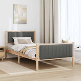 Bed frame Brown and dark grey 100 x 200 cm Solid pine wood 878490