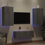 ZNTS 4 Piece TV Wall Units with LED Grey Sonoma Engineered Wood 3216823