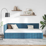 Corner Bed Frame with Headboard Blue 90 x 190 cm Velvet 42016377