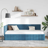 Corner Bed Frame with Headboard Blue 90 x 190 cm Velvet 42016377