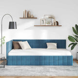 Corner Bed Frame with Headboard Blue 100 cm x 200 cm Velvet 42016397